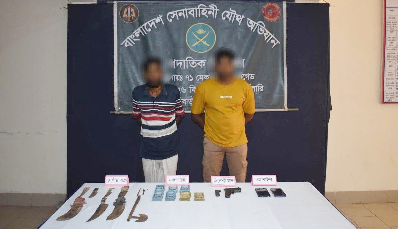 রাজধানীর শনির আখড়ায় অস্ত্রসহ ২ সন্ত্রাসী গ্রেফতার