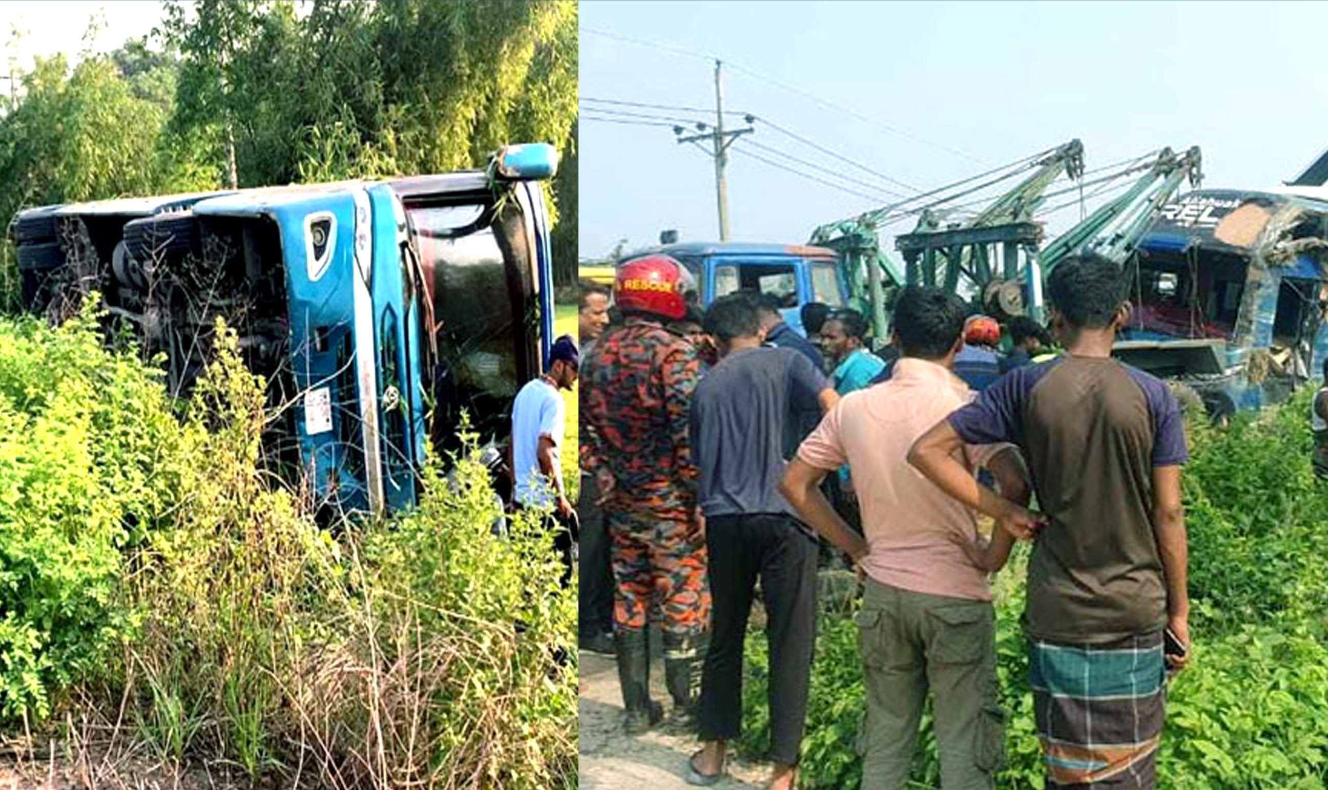 কুমিল্লার চৌদ্দগ্রামে বাস খাদে পড়ে প্রাণ গেল ৫ জনের